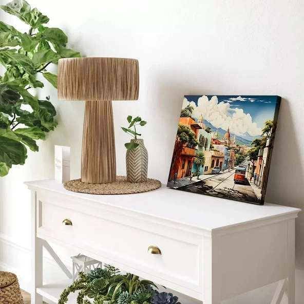 Renkli Sokak Manzarası Yatay Kanvas Tablo ürün görseli