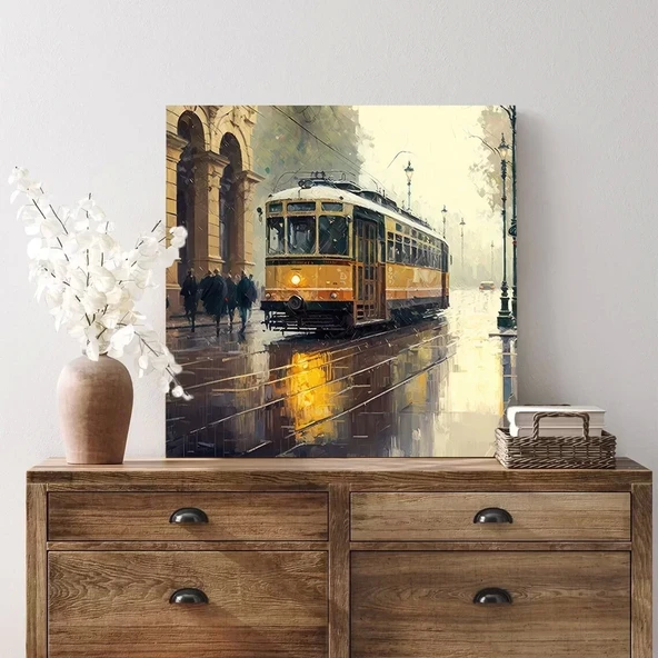 Nostaljik Tramvay Kare Kanvas Tablo ürün görseli