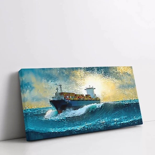 Gemi ve Deniz Panoramik Yatay Kanvas Tablo - Resim 2