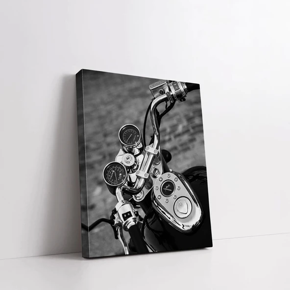 Klasik Motosiklet Dikey Kanvas Tablo - Resim 2