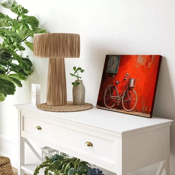 Kırmızı Bisiklet Yatay Kanvas Tablo ürün görseli