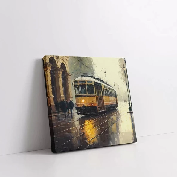 Nostaljik Tramvay Kare Kanvas Tablo - Resim 2
