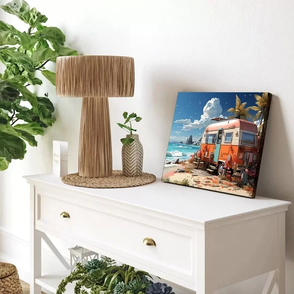 Sahil Karavanı Yatay Kanvas Tablo ürün görseli