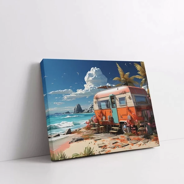 Sahil Karavanı Yatay Kanvas Tablo - Resim 2