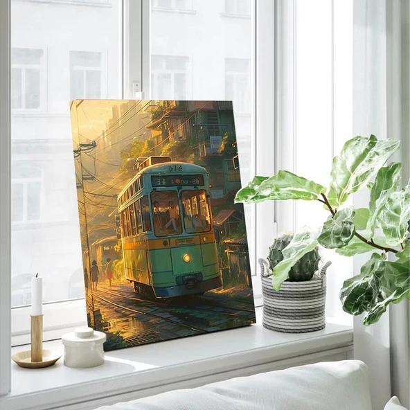 Nostaljik Tramvay Dikey Kanvas Tablo ürün görseli
