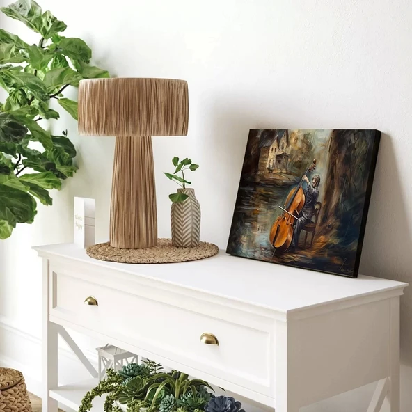 Çello Sokak Sanatçısı Kanvas Tablo - Resim 2