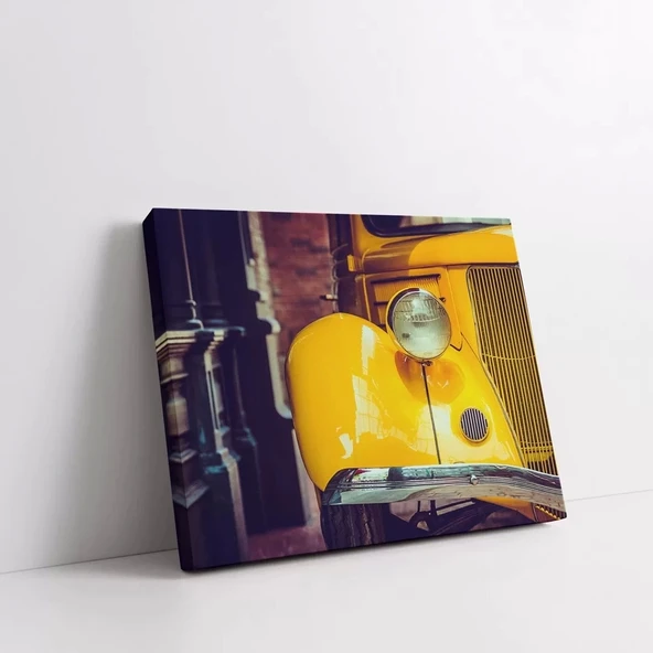 Sarı Araba Detayı Yatay Kanvas Tablo - Resim 2