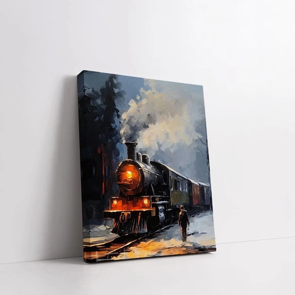 Buharlı Tren Yolculuğu Dikey Kanvas Tablo - Resim 2