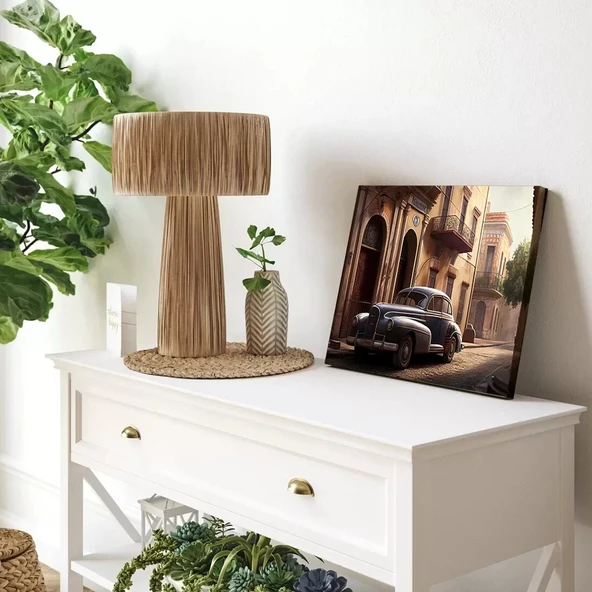 Nostaljik Araba Sokak Yatay Kanvas Tablo ürün görseli