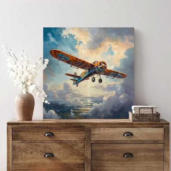 Uçak Kare Kanvas Tablo ürün görseli