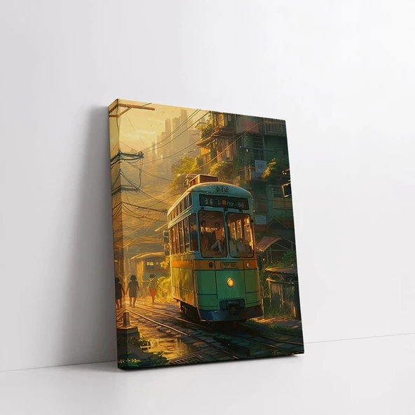 Nostaljik Tramvay Dikey Kanvas Tablo - Resim 2