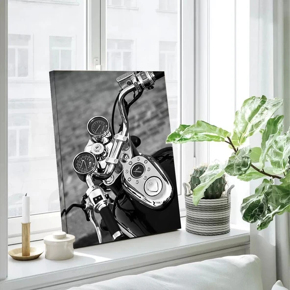 Klasik Motosiklet Dikey Kanvas Tablo ürün görseli
