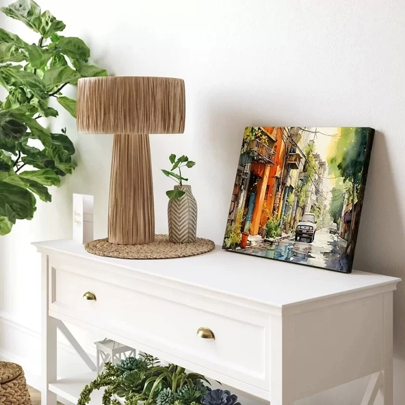 Sonbahar ve Ev Panoramik Yatay Kanvas Tablo ürün görseli