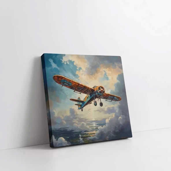 Uçak Kare Kanvas Tablo - Resim 2
