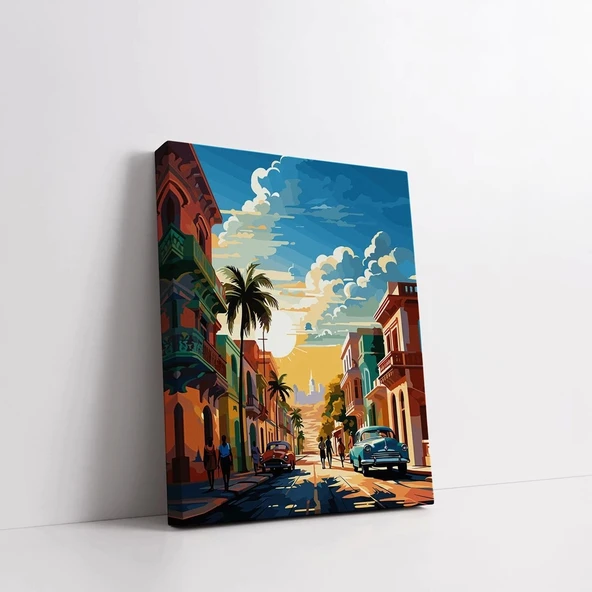 Güneşli Sokak Dikey Kanvas Tablo - Resim 2