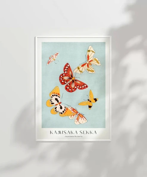 Çerçevesiz Poster Kamisaka Sekka Japon Kelebekler - Resim 6