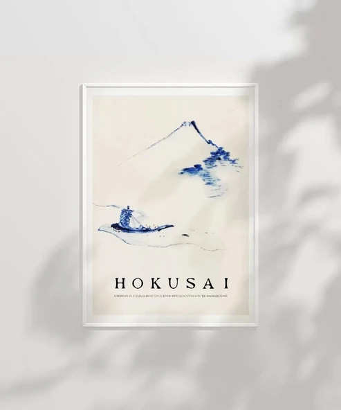 Çerçevesiz Poster Hokusai Fuji Dağı Önünde Teknede Bir Kişi - Resim 7