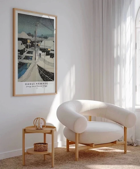 Çerçevesiz Poster Hasui Kawase Terashima Köyü'nde Akşam Karı - 4