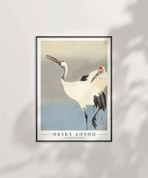 Çerçevesiz Poster Ohara Koson İki Turna - Resim 2