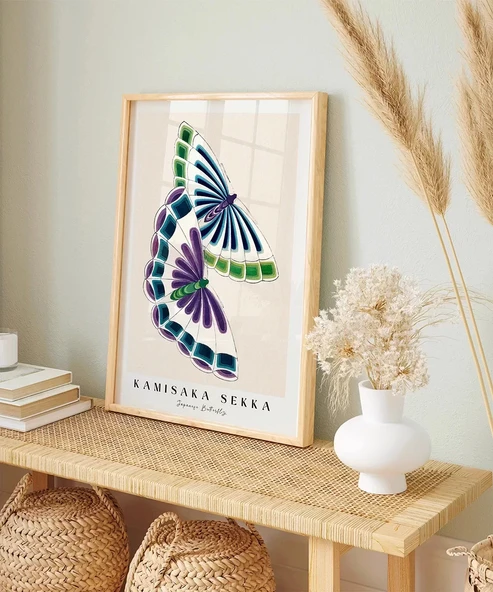 Çerçevesiz Poster Kamisaka Sekka İki Japon Kelebeği - Resim 5