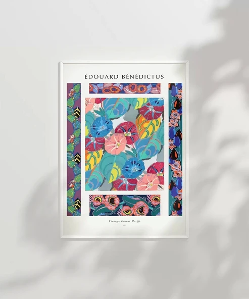 Çerçevesiz Poster Edouard Benedictus Vintage Çiçek Motifleri - Resim 6