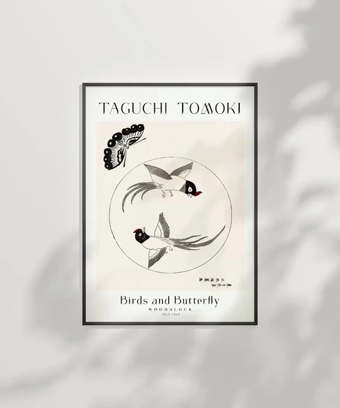 Çerçevesiz Poster Taguchi Tomoki Kuşlar ve Kelebek - Resim 2