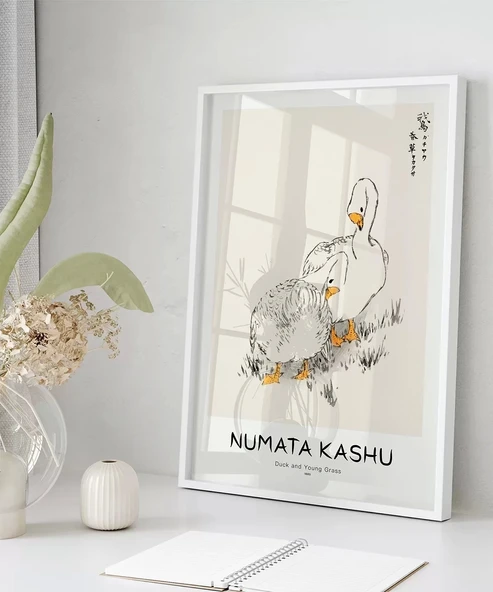 Çerçevesiz Poster Numata Kashu Ördekler ve Çimen - Resim 5