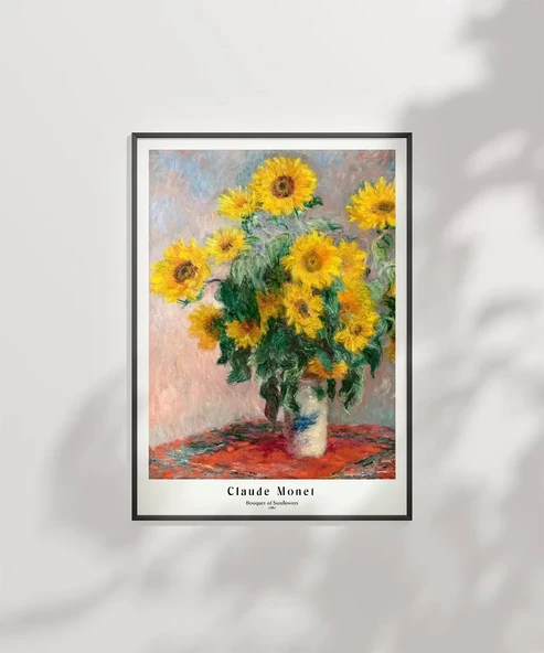 Çerçevesiz Poster Claude Monet Ayçiçeği Buketi - Resim 2
