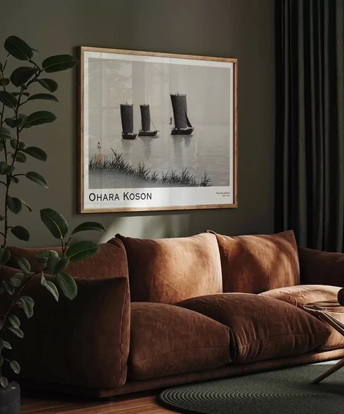 Çerçevesiz Poster Ohara Koson Balıkçı Teknesi - Resim 4