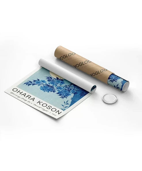 Çerçevesiz Poster Ohara Koson Mehtaplı Gecede Çiçek Açan Kiraz - Resim 8