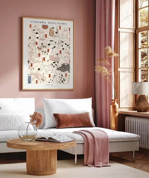 Çerçevesiz Poster Utagawa Kuniyoshi Kediler - Resim 3