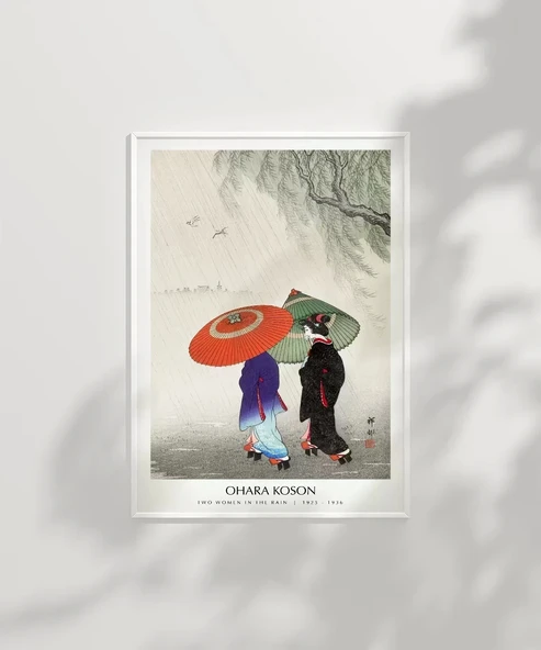 Çerçevesiz Poster Ohara Koson Yağmurda İki Kadın - Resim 6