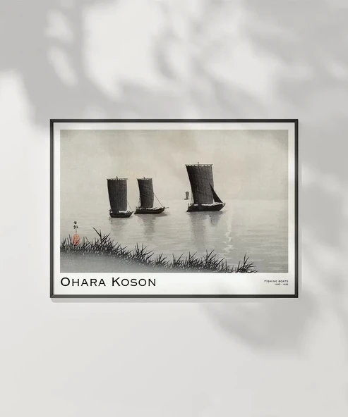 Çerçevesiz Poster Ohara Koson Balıkçı Teknesi - Resim 2