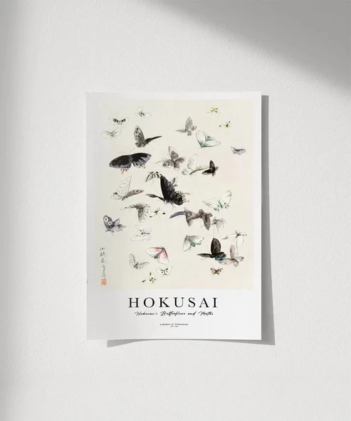 Çerçevesiz Poster Hokusai Hokusai'nin Kelebekleri ve Güveleri ürün görseli