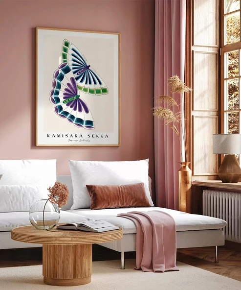 Çerçevesiz Poster Kamisaka Sekka İki Japon Kelebeği - Resim 4