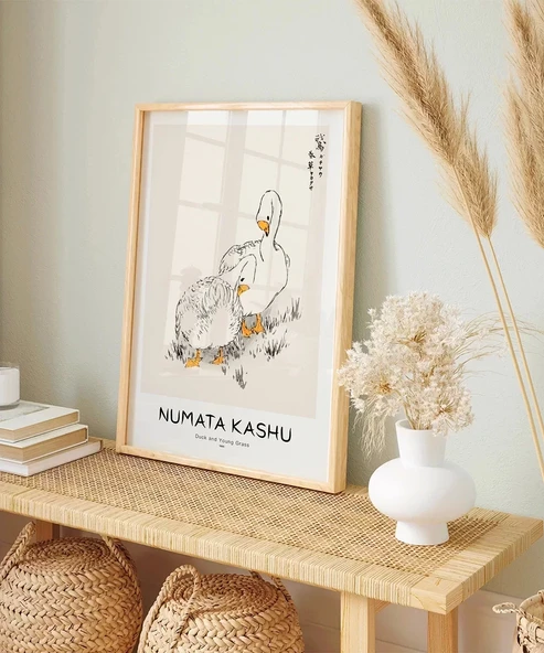 Çerçevesiz Poster Numata Kashu Ördekler ve Çimen - Resim 3
