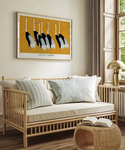 Çerçevesiz Poster Ogata Korin Kırmızı Taçlı Turnalar - Resim 4