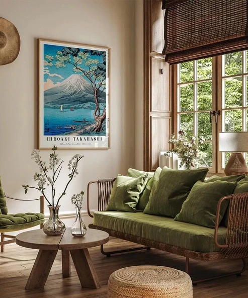 Çerçevesiz Poster Hiroaki Takahashi Yamanaka Gölü'nden Fuji Dağı - Resim 4