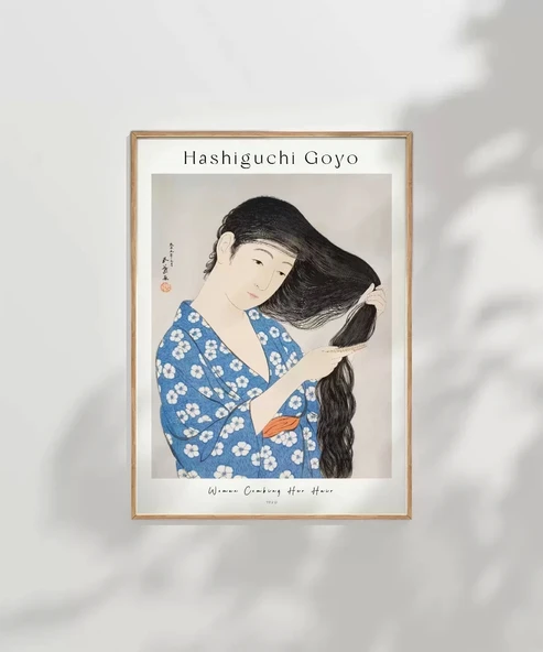 Çerçevesiz Poster Hashiguchi Goyo Saçını Tarayan Kadın - Resim 2