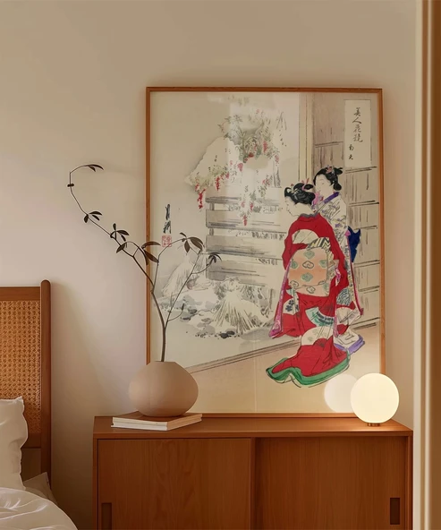 Çerçevesiz Poster Kimono ve Kar - Resim 3