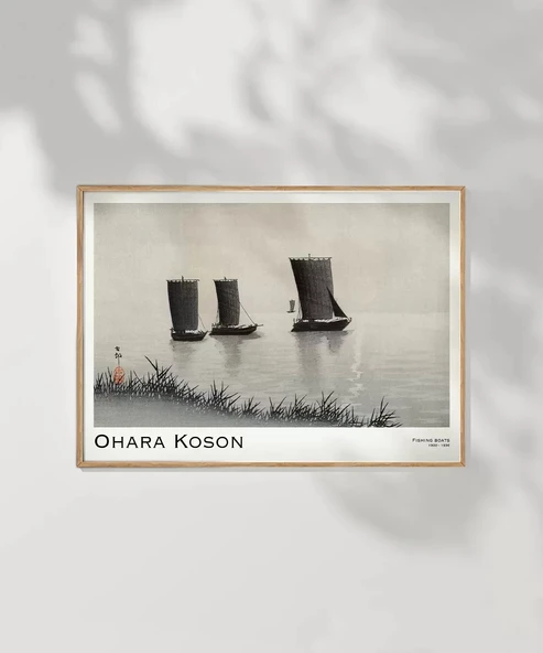 Çerçevesiz Poster Ohara Koson Balıkçı Teknesi - Resim 7