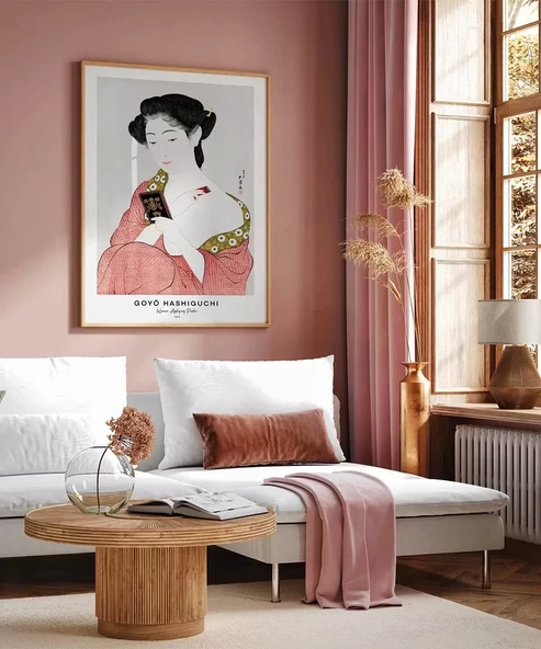 Çerçevesiz Poster Goyo Hashiguchi-Pudra Süren Kadın - Resim 4