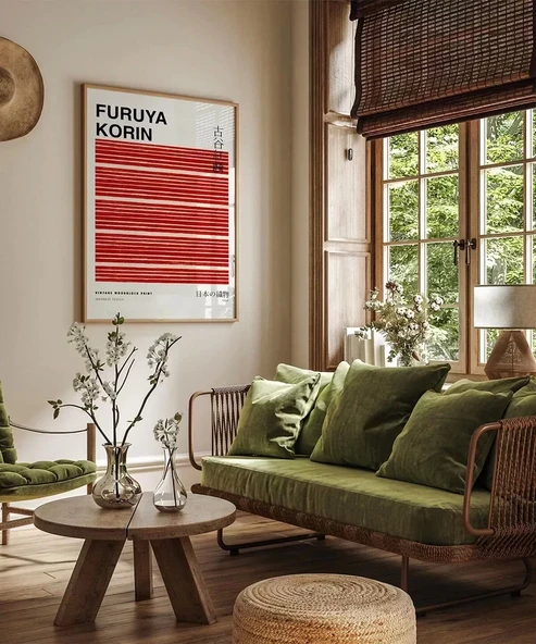 Çerçevesiz Poster Fruya Korin-Vintage Japon Deseni Baskı No 3 - Resim 4