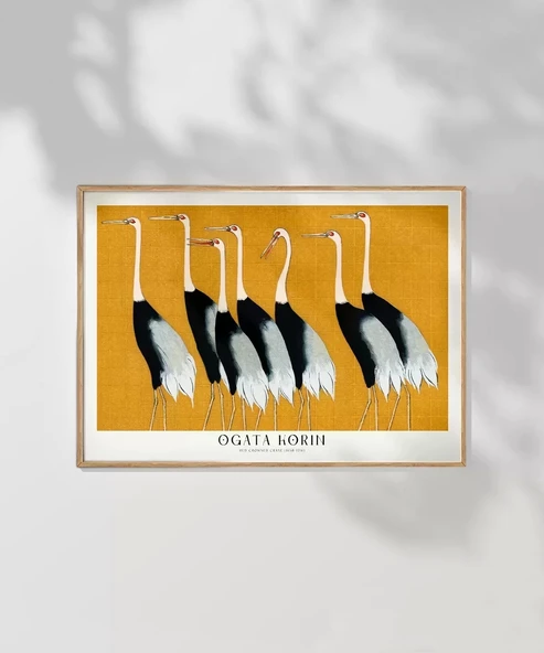 Çerçevesiz Poster Ogata Korin Kırmızı Taçlı Turnalar - Resim 7