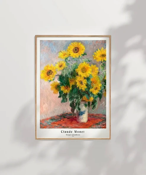 Çerçevesiz Poster Claude Monet Ayçiçeği Buketi - Resim 7