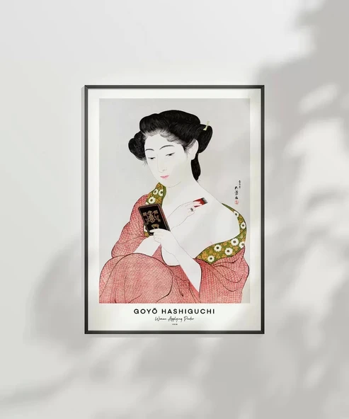 Çerçevesiz Poster Goyo Hashiguchi-Pudra Süren Kadın - Resim 3