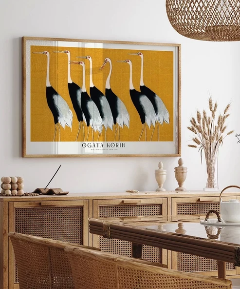 Çerçevesiz Poster Ogata Korin Kırmızı Taçlı Turnalar - Resim 3