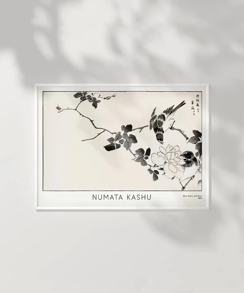 Çerçevesiz Poster Numata Kashu Kızılgerdan ve Gül - Resim 7