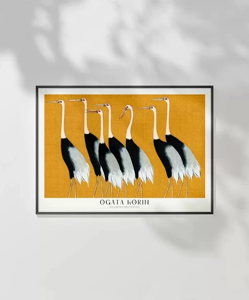 Çerçevesiz Poster Ogata Korin Kırmızı Taçlı Turnalar - Resim 2