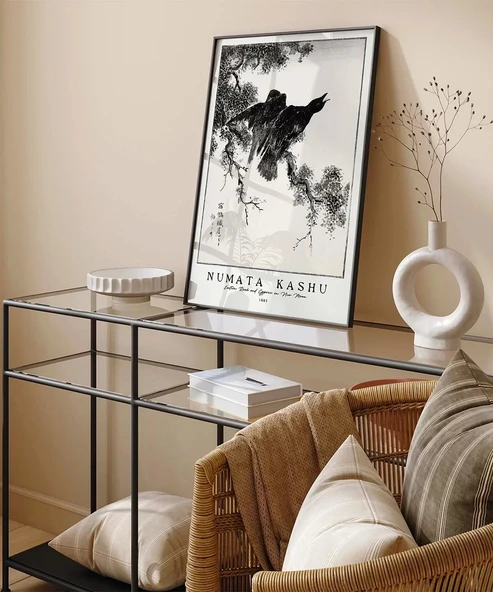 Çerçevesiz Poster Numata Kashu Yeni Ay'da Doğu Kalesi ve Selvi - Resim 4